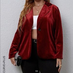 NEW- velvet blazer dark red top